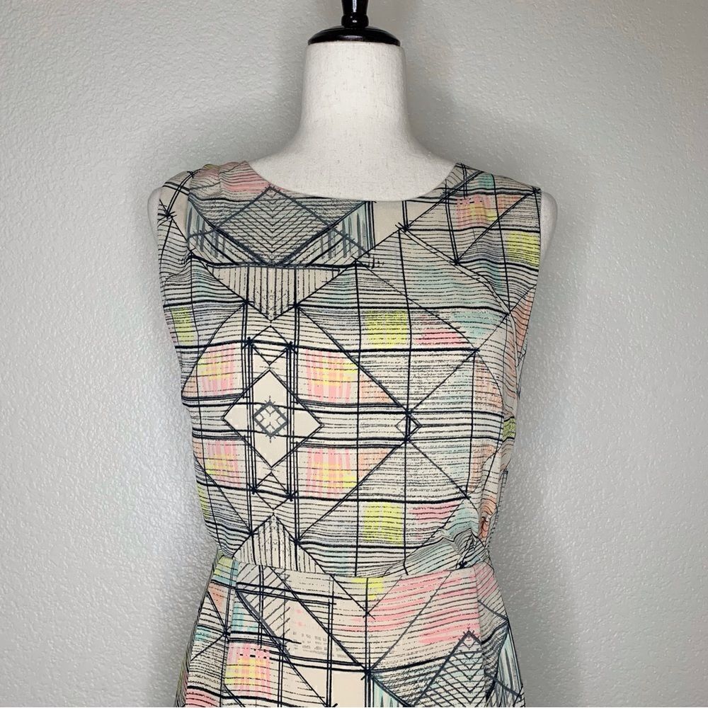 Forever 21 Geometric Print Sheath Dress, Sz Large - Picture 3 of 12